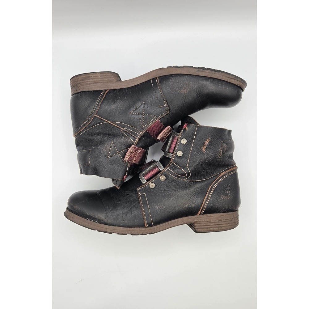 Fly London Black Leather Double Buckle Ankle Boots Made in Portugal Size 42 - Picture 4 of 12